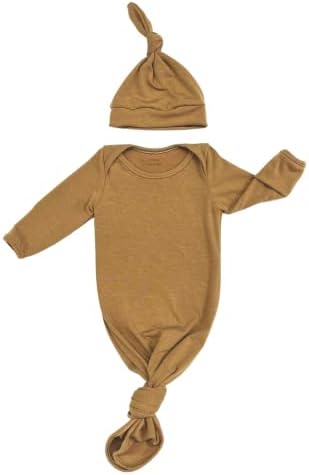 סט שמלת תינוקות מסורבל עם כובע | כתונת לילה שינה עם שרוול ארוך ושרוול חצוצרות לתינוקות | מיוצר בארהב